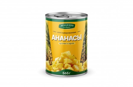 Ананасы кусочки в сиропе 565 г AVEGUSTO