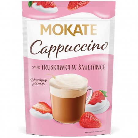 Кофейный напиток растворимый Капучино со вкусом клубники со сливками т.м. Mokate, пакет