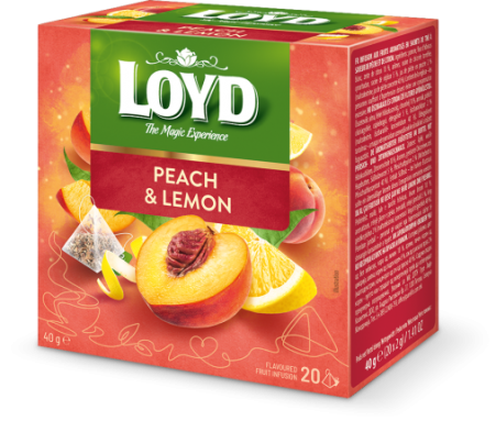 Чайный напиток ароматизированный "Персик и лимон" т.м. Loyd в пирамидках